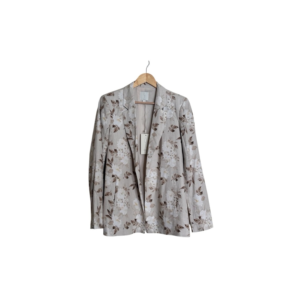 NWT Joie Linen Blend Blazer Floral Neutral Botanical Jacket Size S Open Front